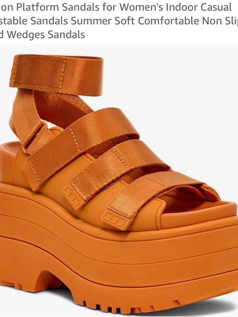 Women’s Orange Platform Sandals with Velcro Straps